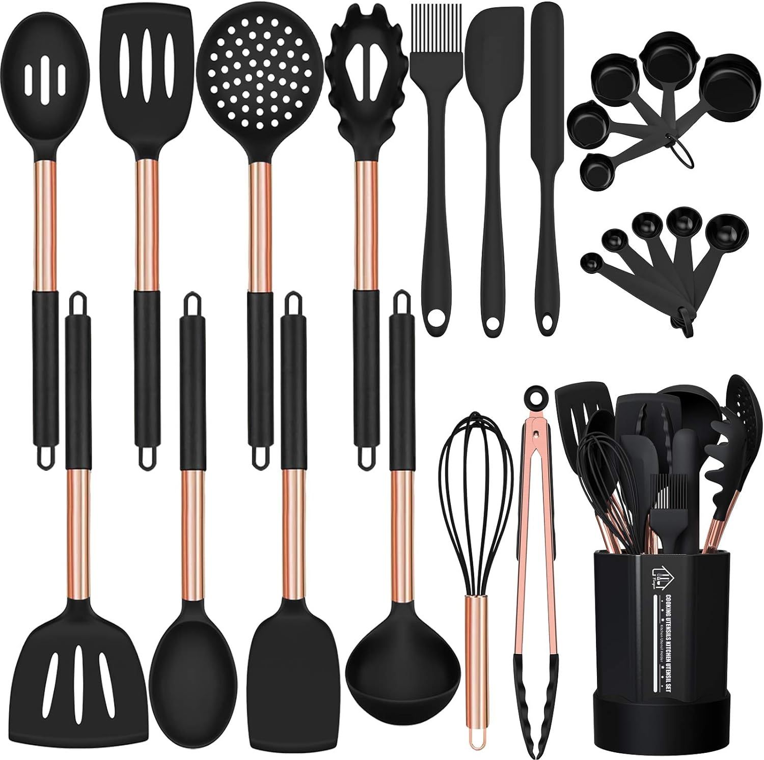 Silicone Cooking Utensil Set, Fungun 24pcs Silicone Cooking Kitchen Utensils Set, Non-stick Heat ... | Amazon (US)