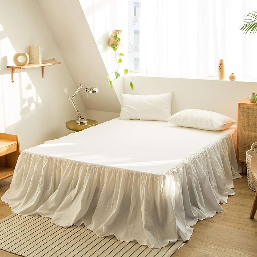 Simple&Opulence Belgian Linen Bed Skirt with Classic 14 inch Tailored Drop Dust Ruffle, Easy Fit ... | Amazon (US)