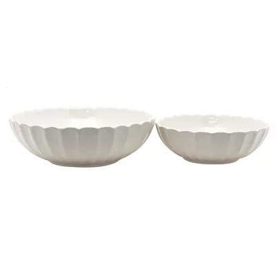 Harvest Turkey 2-Piece Scallop Edge Serving Bowl Set in White | Bed Bath & Beyond | Bed Bath & Beyond