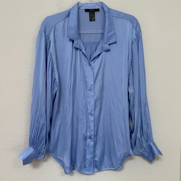 Smythe Poet Blouse Periwinkle Blue Long Sleeve Button Shirt Size Small | Poshmark
