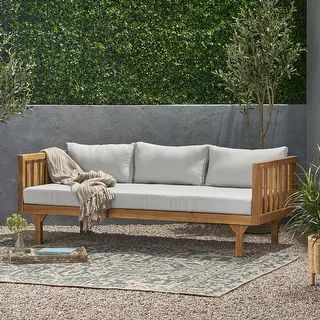 Claremont Outdoor 3-seat Acacia Wood Daybed by Christopher Knight Home | Bed Bath & Beyond