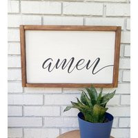 Amen Kitchen Wood Sign, Scripture Wall Art, Farmhouse Decor, Christian Decor | Etsy (US)
