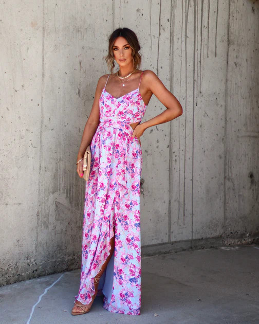 Ever So Sweet Floral Side Cutout Maxi Dress | VICI