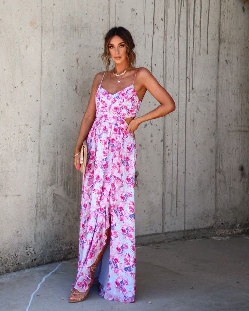 Ever So Sweet Floral Side Cutout Maxi Dress | VICI Collection