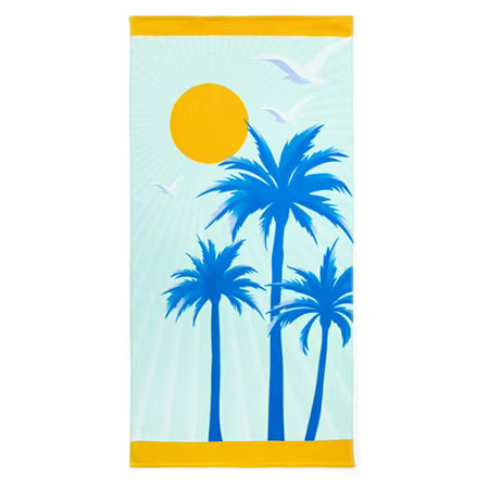 Outdoor Oasis Palm Trees Beach Towel, One Size, Blue | JCPenney