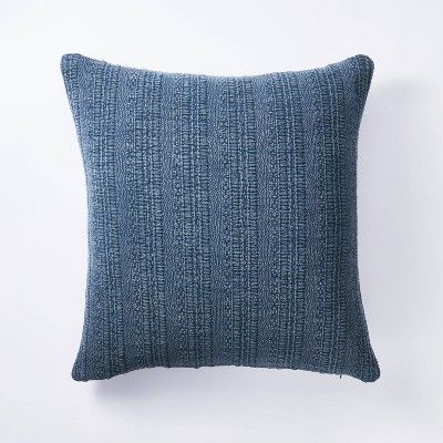 Oversized Woven Textured Cotton Square Throw Pillow Navy - Threshold™ designed w/ Studio McGee | Target