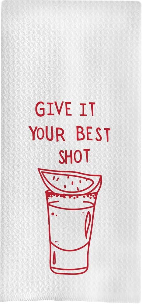 Bar Towels for Kitchen Home Bar, Give It Your Best Shot Funny Kitchen Towels, Bar Cart Decor, Fun... | Amazon (US)