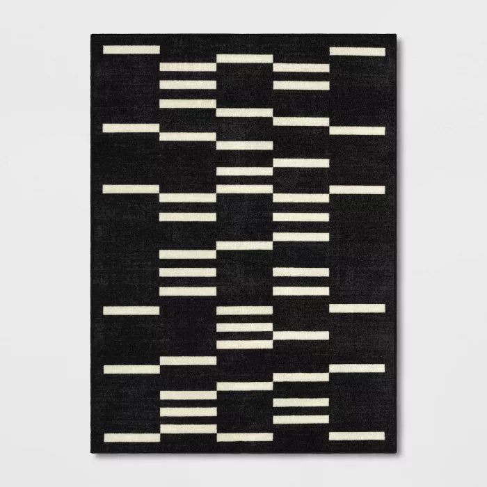 4'x6' Stripe Cut Paper Rug Black/White - Room Essentials™ | Target
