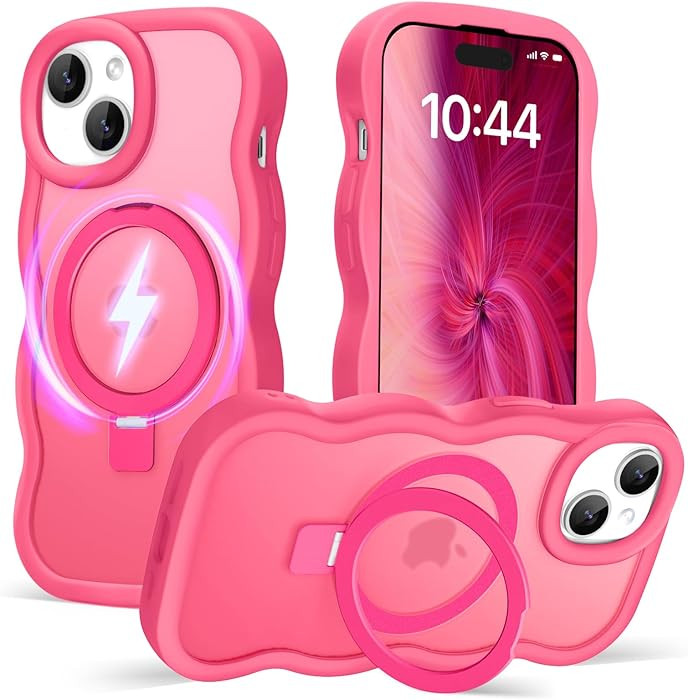 for iPhone 13 Case for iPhone 14 Case, Compatible with Magsafe Invisible Magnetic Ring Stand Wavy... | Amazon (US)