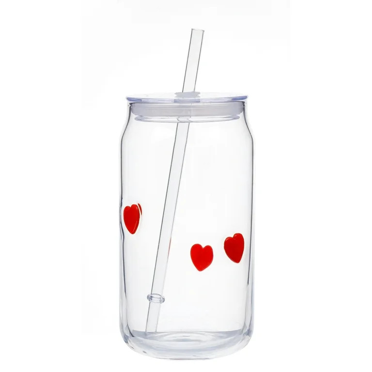 Mainstays Heart Charm Can Glass Sipper | Walmart (US)
