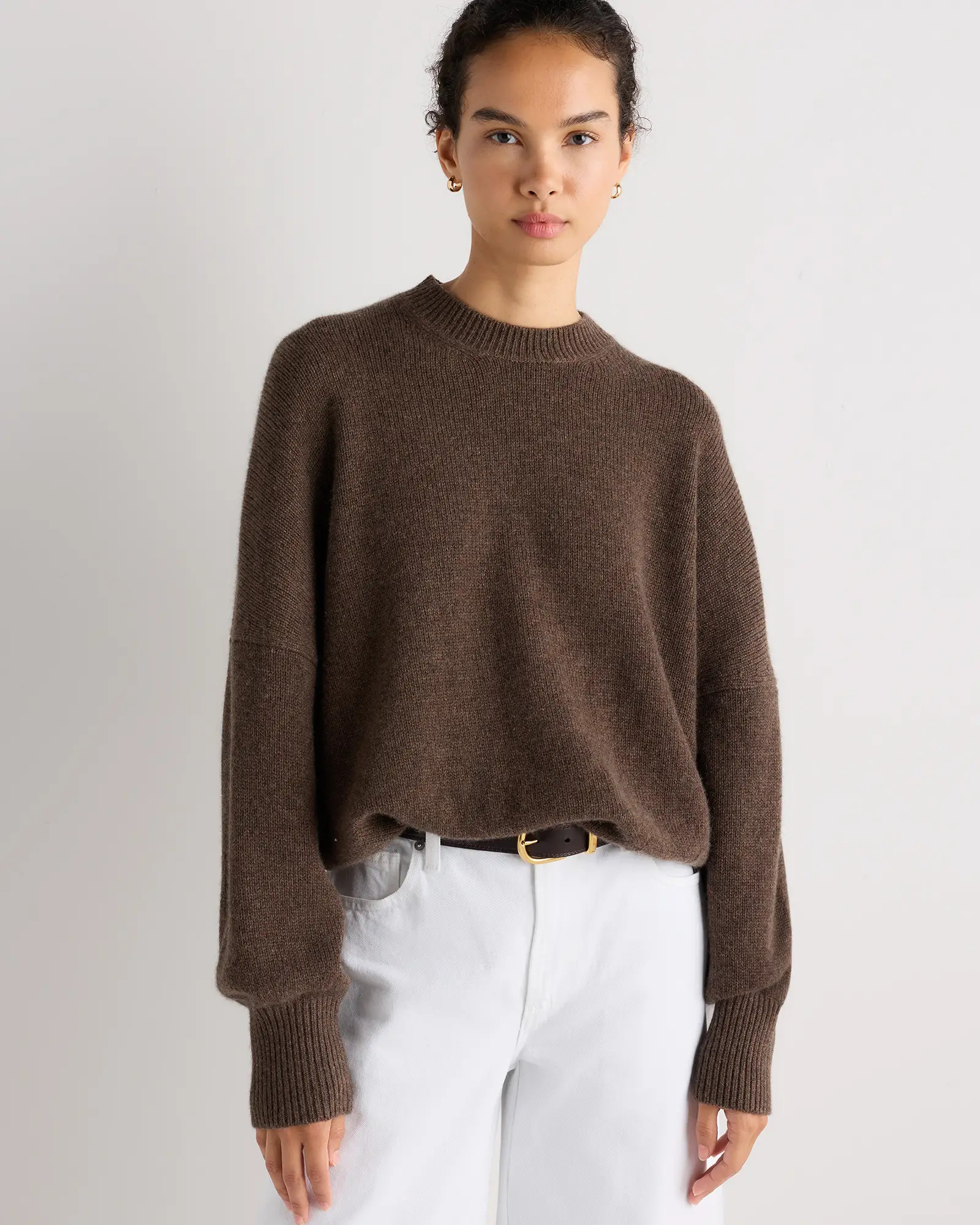 100% Mongolian Cashmere Slouchy Blouson Sleeve Crewneck | Quince