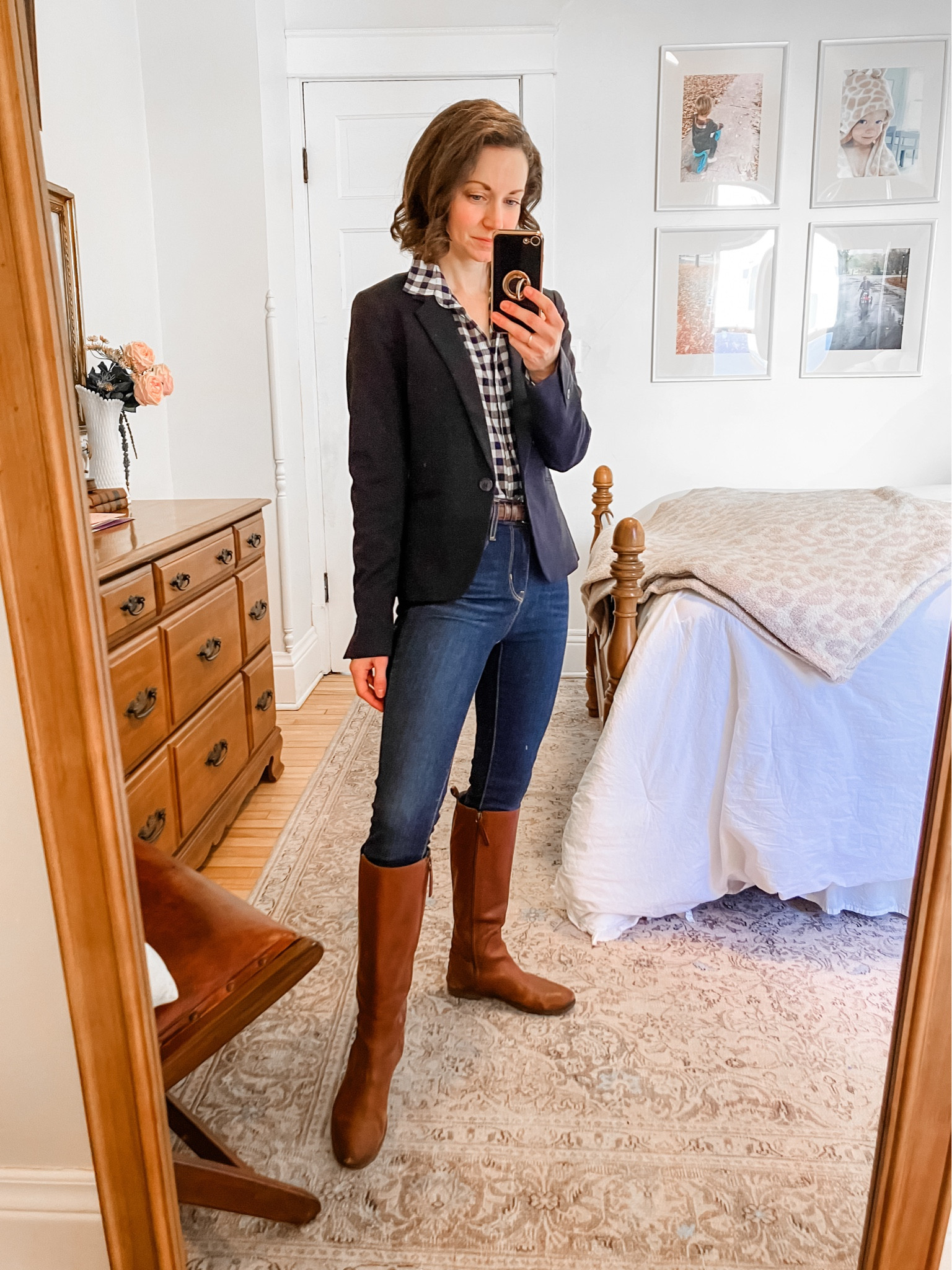 Preppy winter outfit!
Old blazer, linked similar. 
Wearing size XS J.Crew top, linked this year’s version. 
Size 24 Levi’s jeans, order your usual size. 
Linked similar boots and Coach belt. 
Petite outfit. Classic outfit. Smart casual outfit. Neutral outfit. Preppy outfit  

#LTKstyletip #LTKSeasonal #LTKfindsunder50