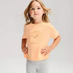 Toddler Girls' Halloween Pumpkin Oversized T-Shirt - Cat & Jack\u2122 Peach 4T | Target