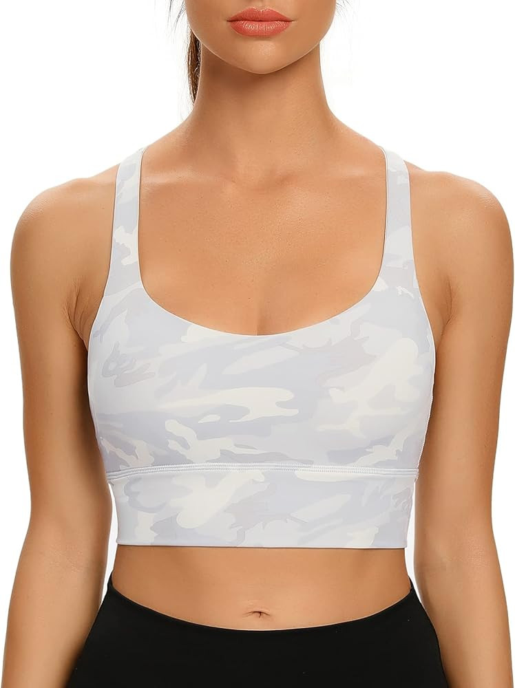 Lemedy Women Strappy Cross Back Yoga Workout Sports Bra Longline Crop Tank Top | Amazon (US)