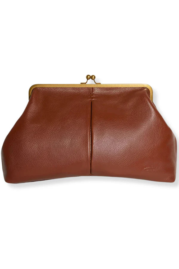 American Leather Co Grace Brandy Oversized Clutch | The Willow Tree