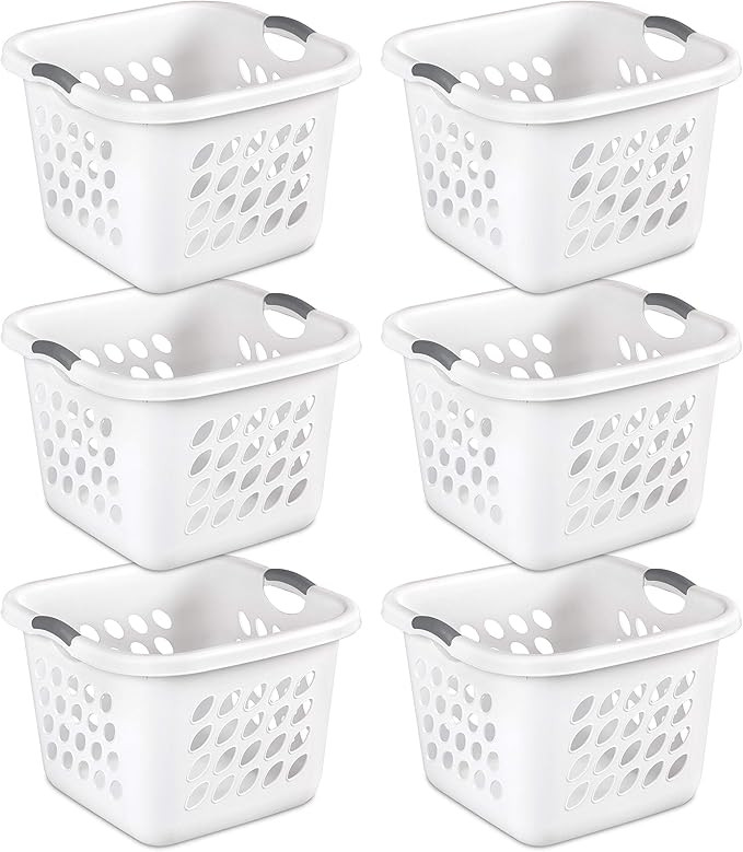 Sterilite 12178006 1.5 Bushel/53 Liter Ultra Square Laundry Basket, White Basket w/ Titanium Inse... | Amazon (US)