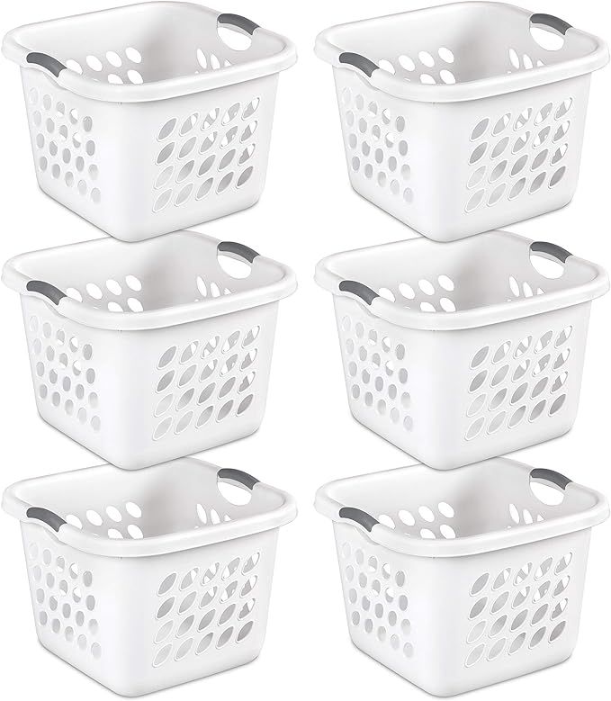 Sterilite 12178006 1.5 Bushel/53 Liter Ultra Square Laundry Basket, White Basket w/ Titanium Inse... | Amazon (US)