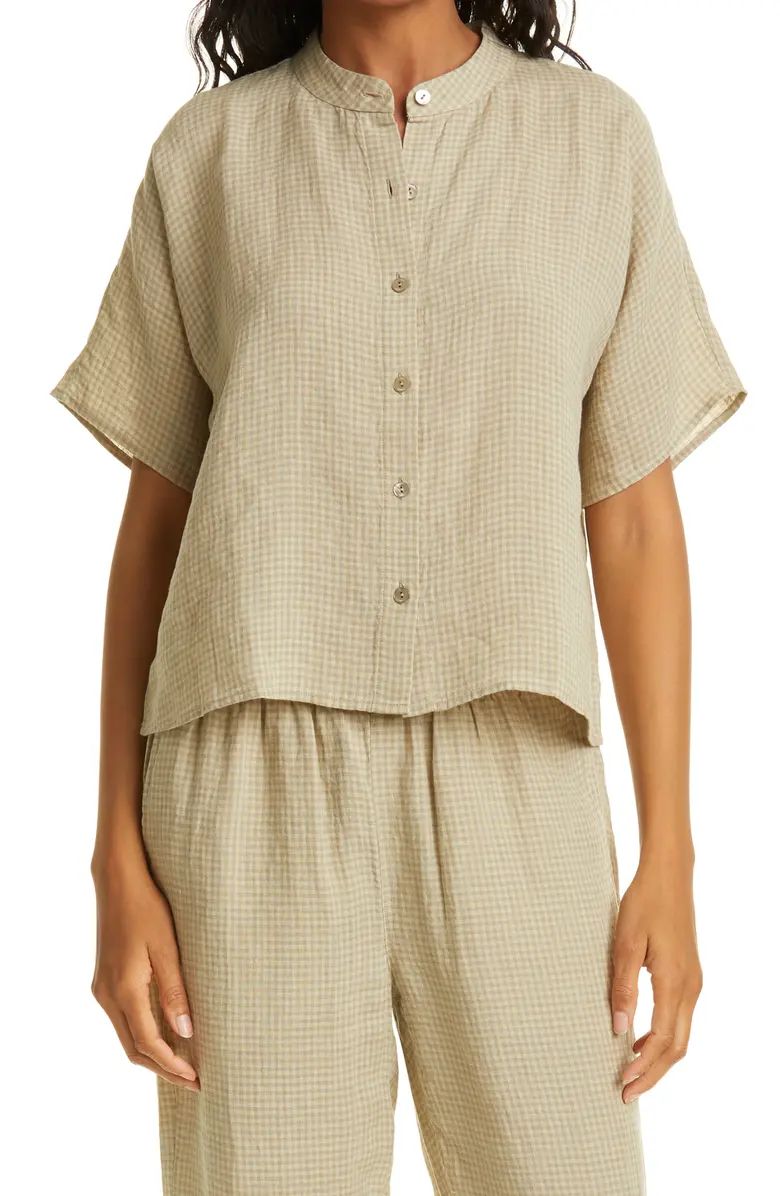Mandarin Collar Organic Linen Shirt | Nordstrom