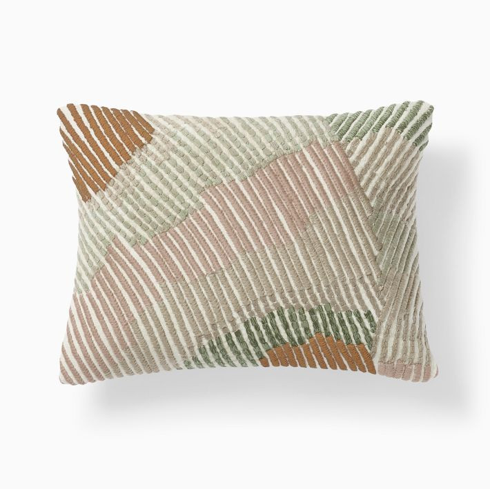 Embroidered Wavy Lines Pillow Cover | West Elm (US)
