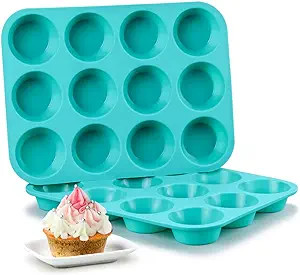 CAKETIME Silicone Muffin Pan Set - Cupcake Pans 12 Cups Silicone Baking Molds,BPA Free 100% Food ... | Amazon (US)