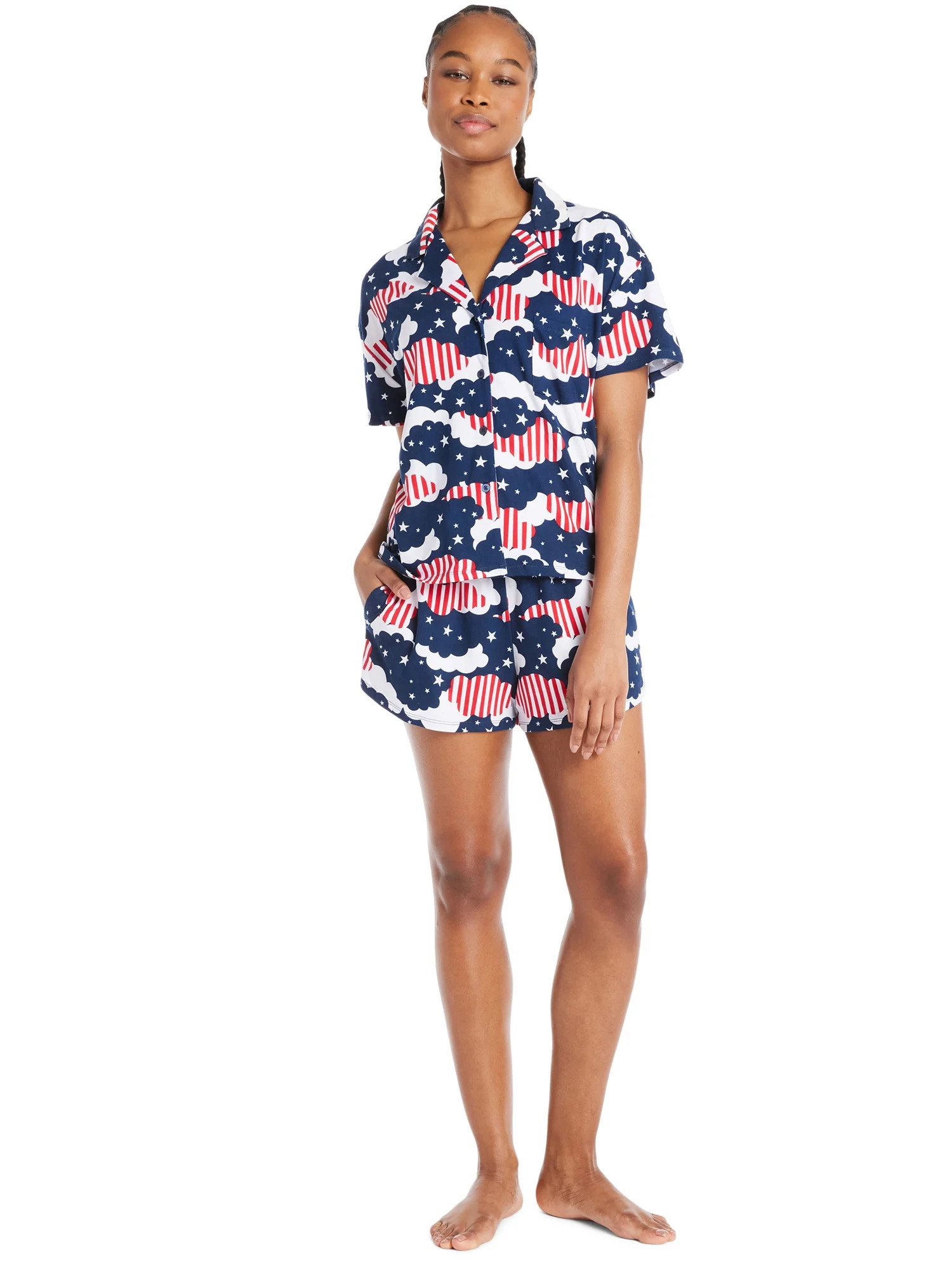 4th of July Women’s Shorty Pajama Set by Way to Celebrate, 2-Piece, Sizes XS to 3X | Walmart (US)