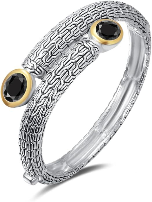 UNY JEWEL Jewelry Multi Strand Foxtail Chain Woven Pattern Inlay 8 by 10 Oval CZ Vintage Antique ... | Amazon (US)