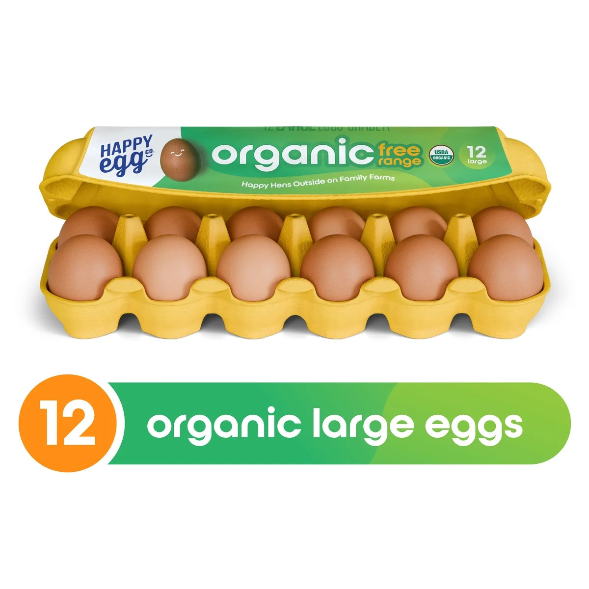 Happy Egg Co. Organic Free-Range Large Brown Eggs, 12 Count (Dozen) | Walmart (US)