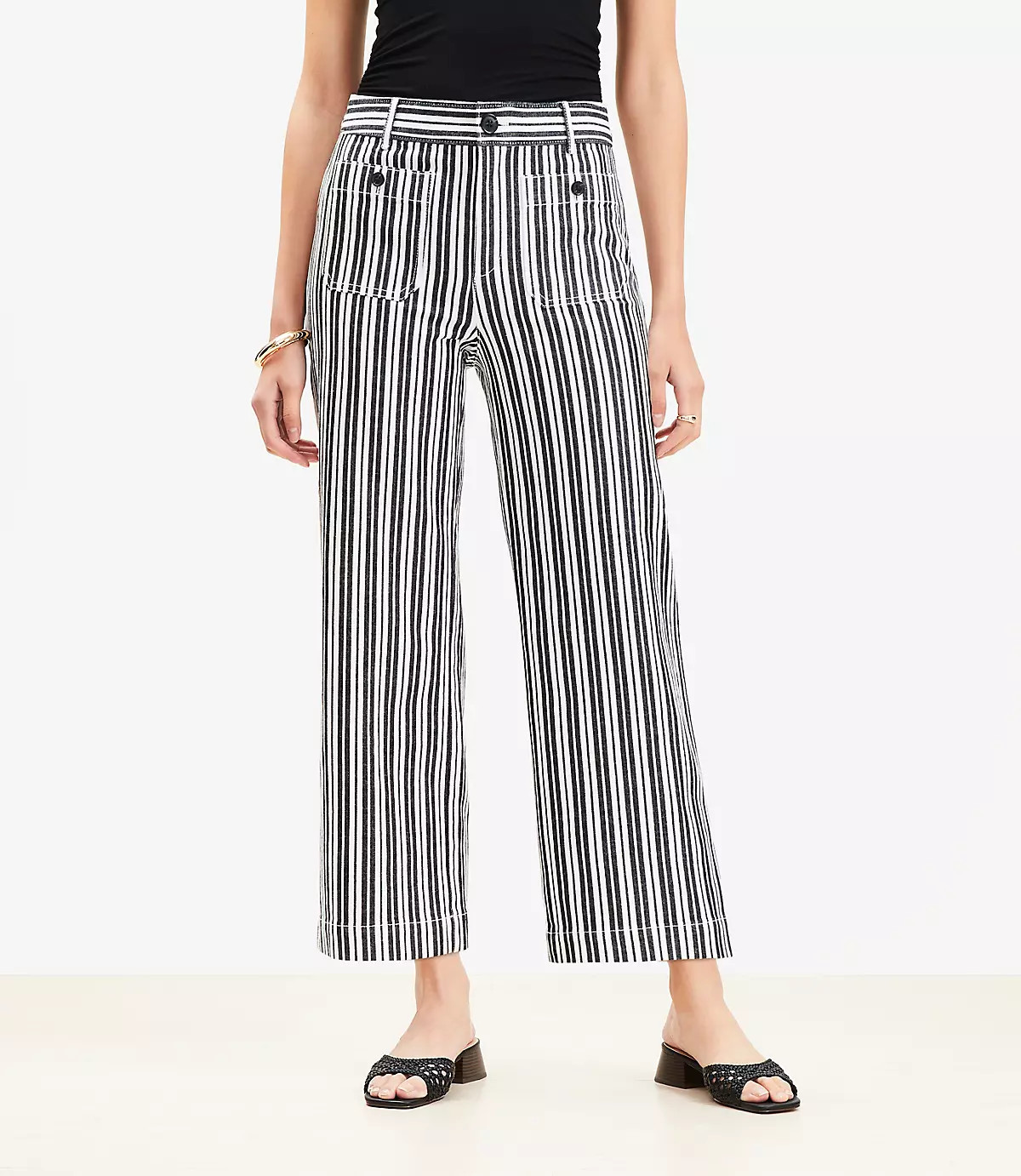 Palmer Wide Leg Crop Pants in Stripe | LOFT