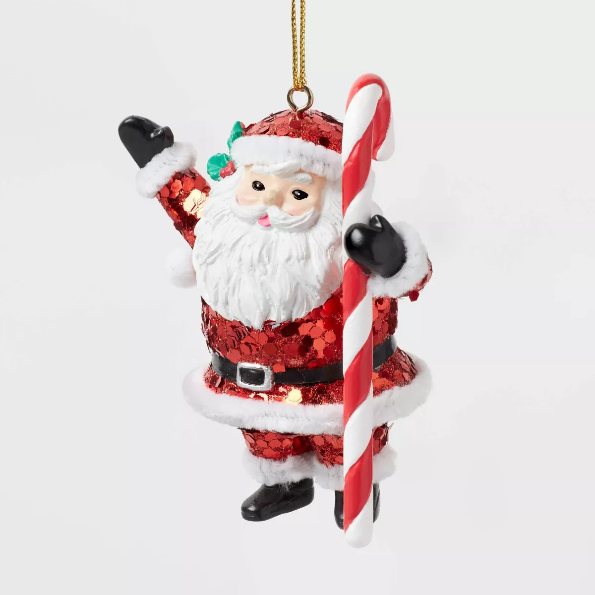 Glittered Santa with Candy Cane Christmas Tree Ornament - Wondershop™ | Target
