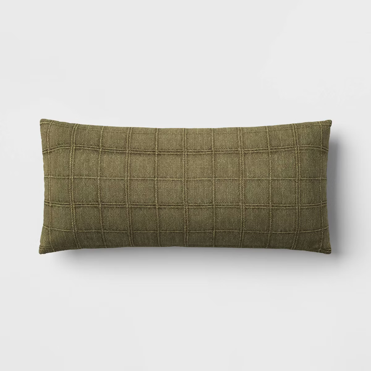 Oversized Lumbar Woven Washed Windowpane Throw Pillow Olive - Threshold™ | Target