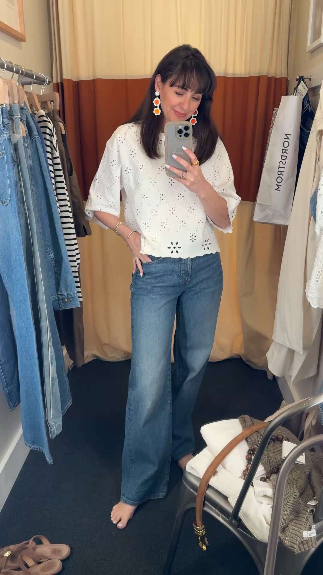 This is the closest thing I found in my new favorite Agolde jeans. Similar fit and leg shape - just a little lower rise and thicker fabric. 

rigid jeans with a touch of stretch for day-one comfort.
• 10 3/8" rise, 19" leg opening, 3l" inseam.
• 99% cotton 

#LTKSpringSale