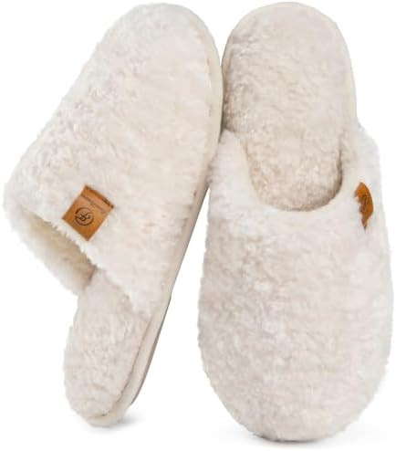 EverFoams Women's Fuzzy Slip-on Slippers Warm Cozy Soft Lightweight Memory Foam Indoor House Shoe... | Amazon (US)