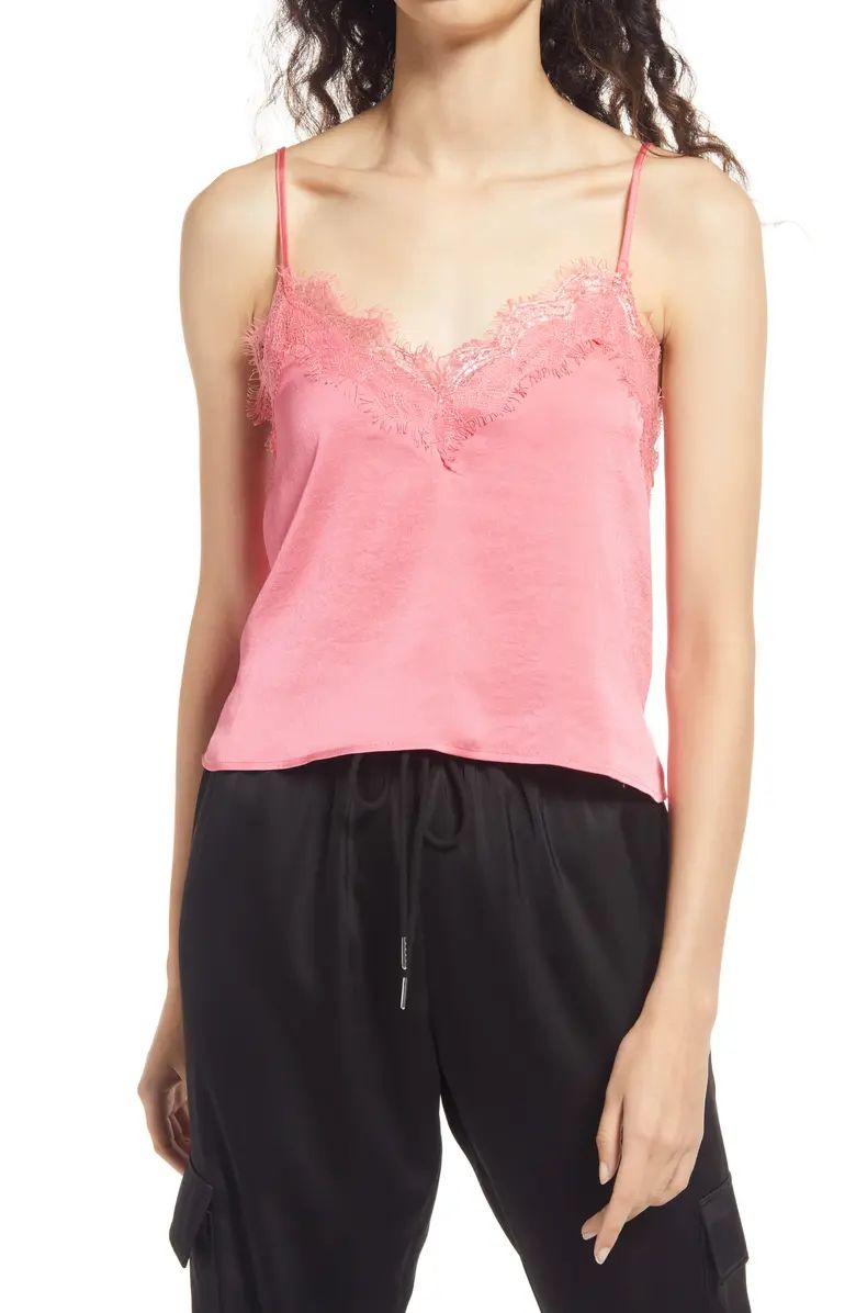 Eyelash Lace Trim Satin Camisole | Nordstrom