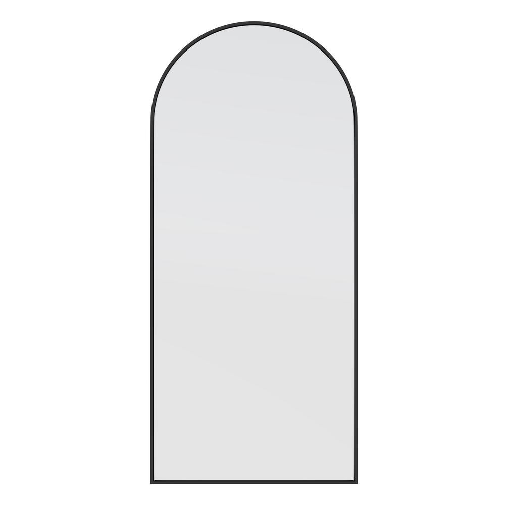 Glass Warehouse 30 in. x 67 in. Arch Leaner Dressing Stainless Steel Framed Wall Mirror in Black-... | The Home Depot