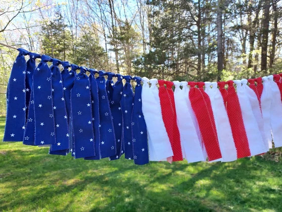 American Flag Garland Patriotic Decor Fourth of July Decor | Etsy | Etsy (US)