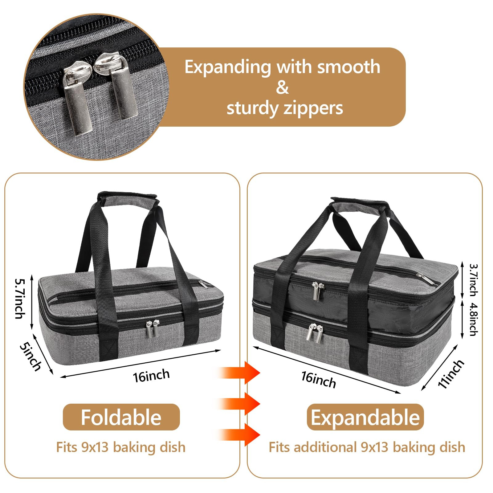 QEES Insulated Casserole Carriers for Hot or Cold Food,Double Decker Casserole Dish Bag Carrying ... | Amazon (US)