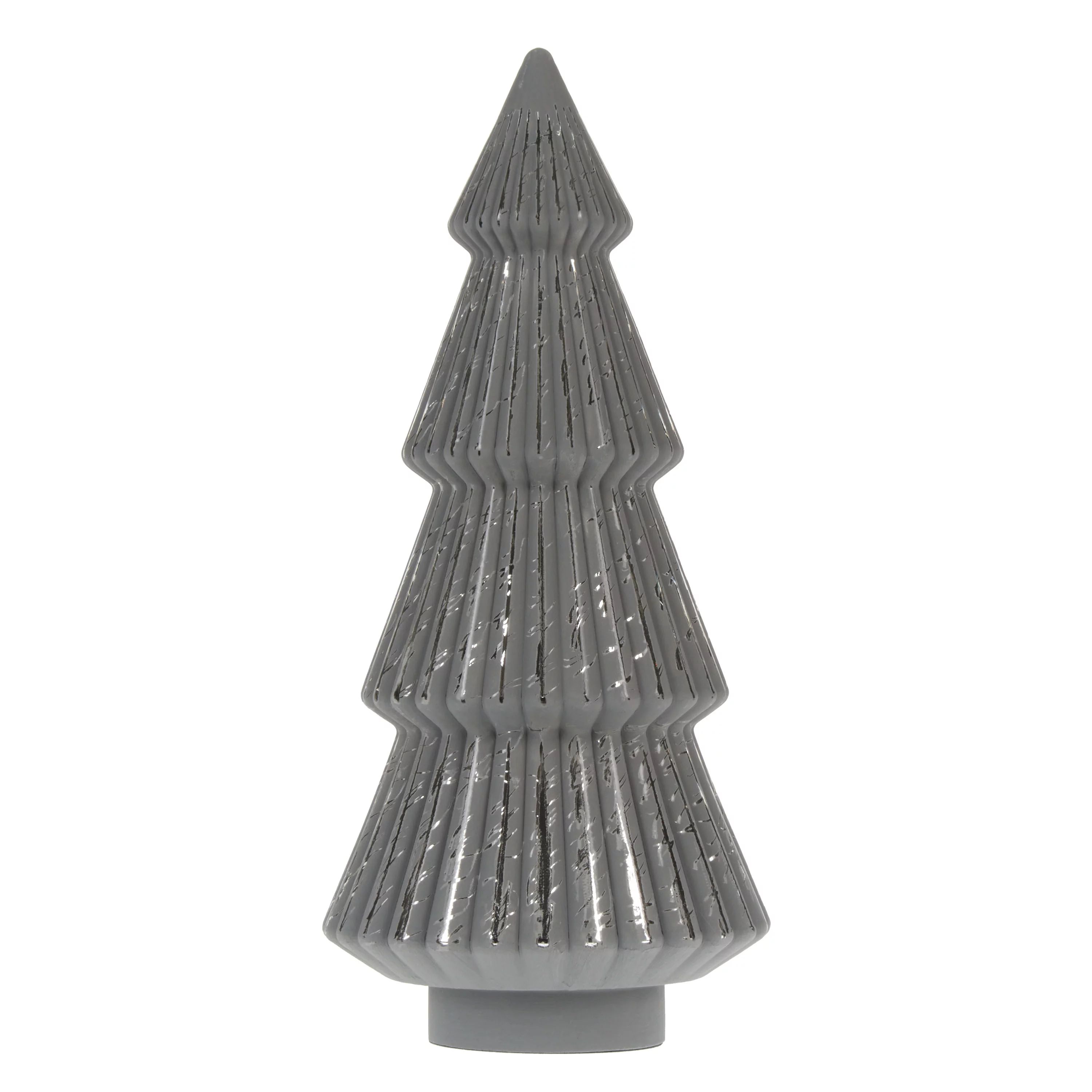 Holiday Time Gray Glass Christmas Tree Table Top Decoration, 12" | Walmart (US)
