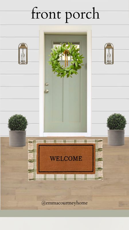Front porch front door ideas with the near target studio McGee wreath, and welcome mats, and gorgeous planters and lantern sconces 

#LTKFind #LTKSeasonal #LTKhome