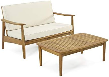 Christopher Knight Home 312644 Felix Outdoor Acacia Wood Loveseat Set with Coffee Table, Teak + B... | Amazon (US)