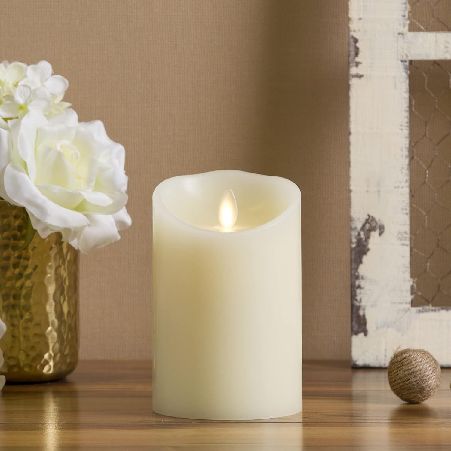 Luminara Flameless LED Battery Operated Ivory Pillar Candle, Flickering Realistic Moving Flame, 3" x 4.5" Luminous Real Wax Indoor Home Decor Pack of 1 | Amazon (US)