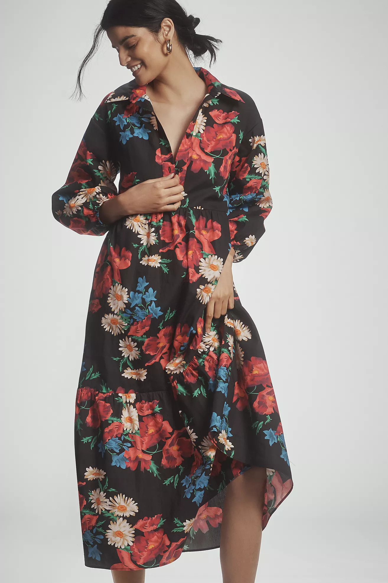 The Bettina Tiered Shirt Dress by Maeve | Anthropologie (US)