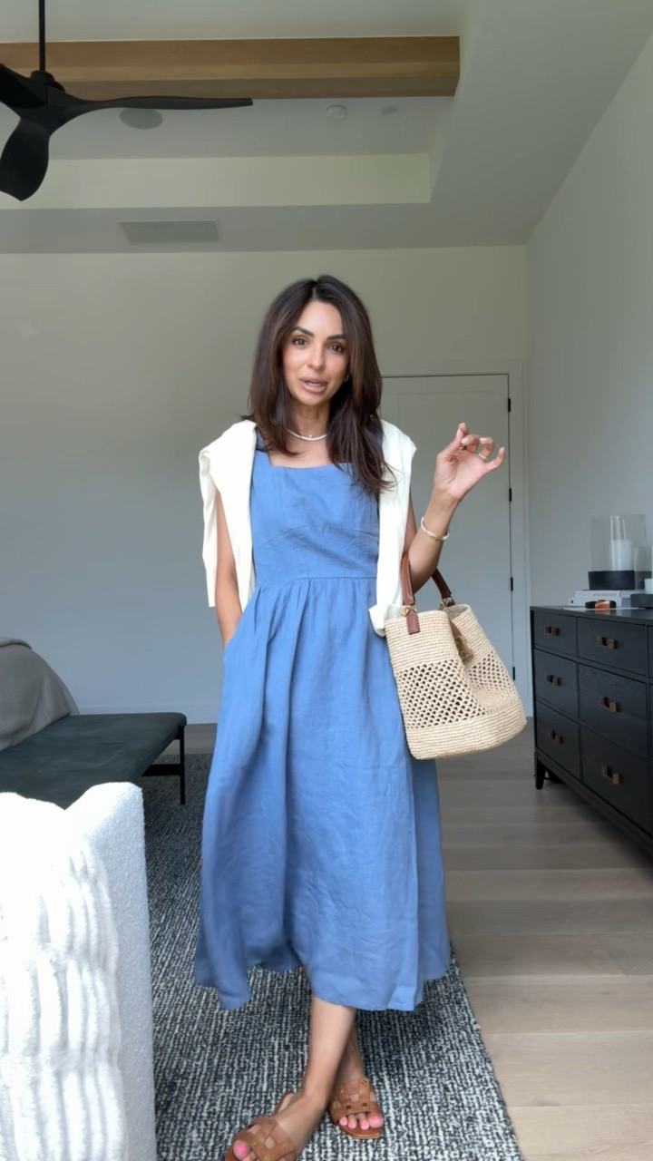 I have this dress in blue and white! Such a perfect basic for summer - very lightweight and soft. I have been wearing this cashmere sweater nonstop this summer too. I’m wearing size XS in the dress! 🤍 @Quince

#LTKootd #LTKSeasonal #LTKPetite