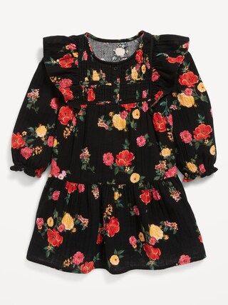 Long-Sleeve Printed Ruffle-Trim Button-Front Dress for Toddler Girls | Old Navy (US)