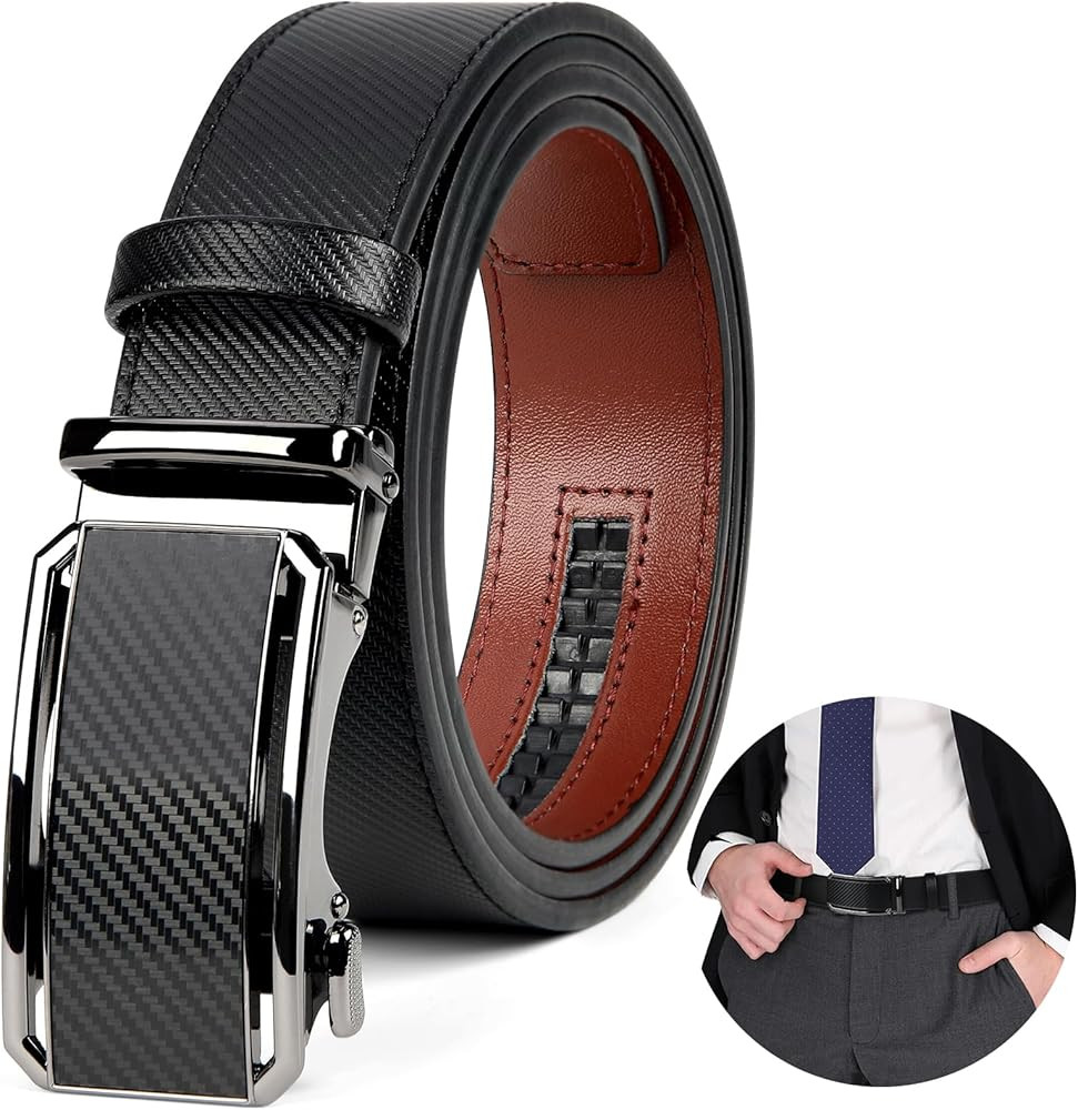 NUBILY Mens Belt Leather Ratchet Belts for Men Adjustable 1 3/8" Men's Belts for Dress Casual wit... | Amazon (US)