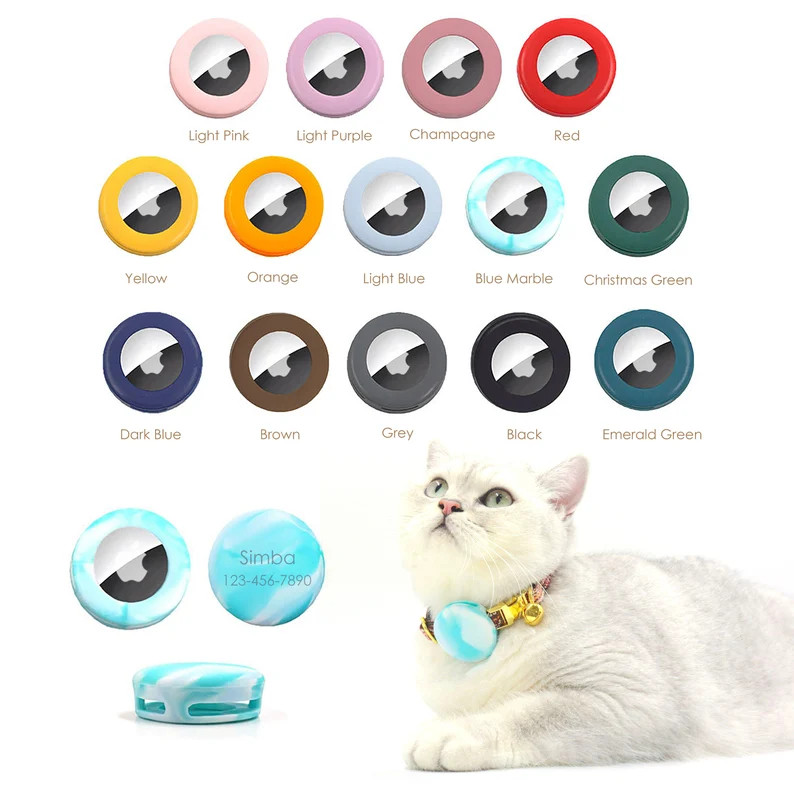 Personalized AirTag Holder Collar Attachment, Silicone Shell Cover for AirTag Cat and Dog Collar,... | Etsy (US)
