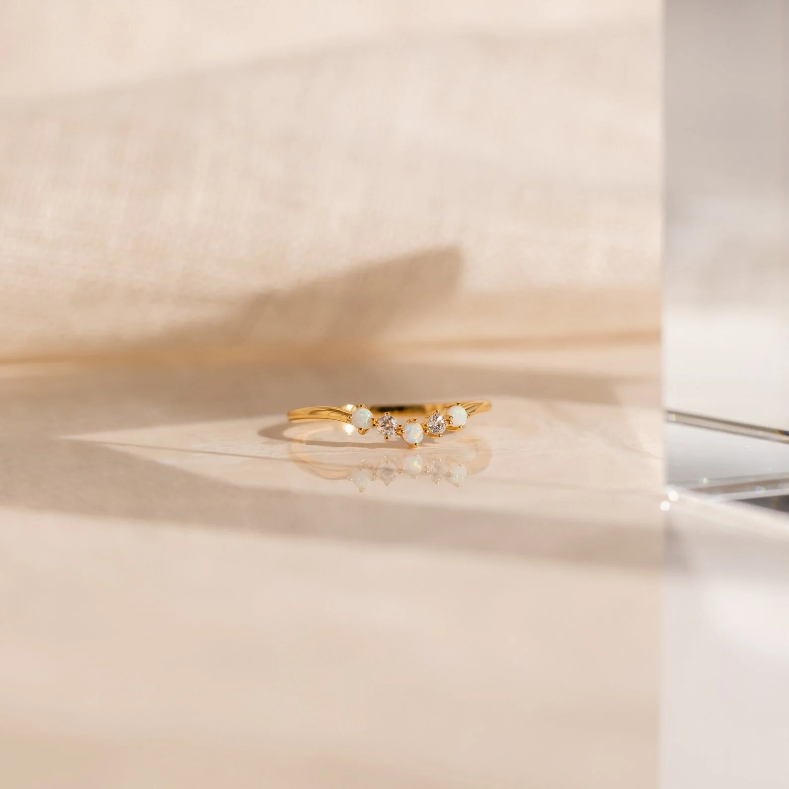 Layla Dainty Opal Diamond Ring | Caitlyn Minimalist | Caitlyn Minimalist