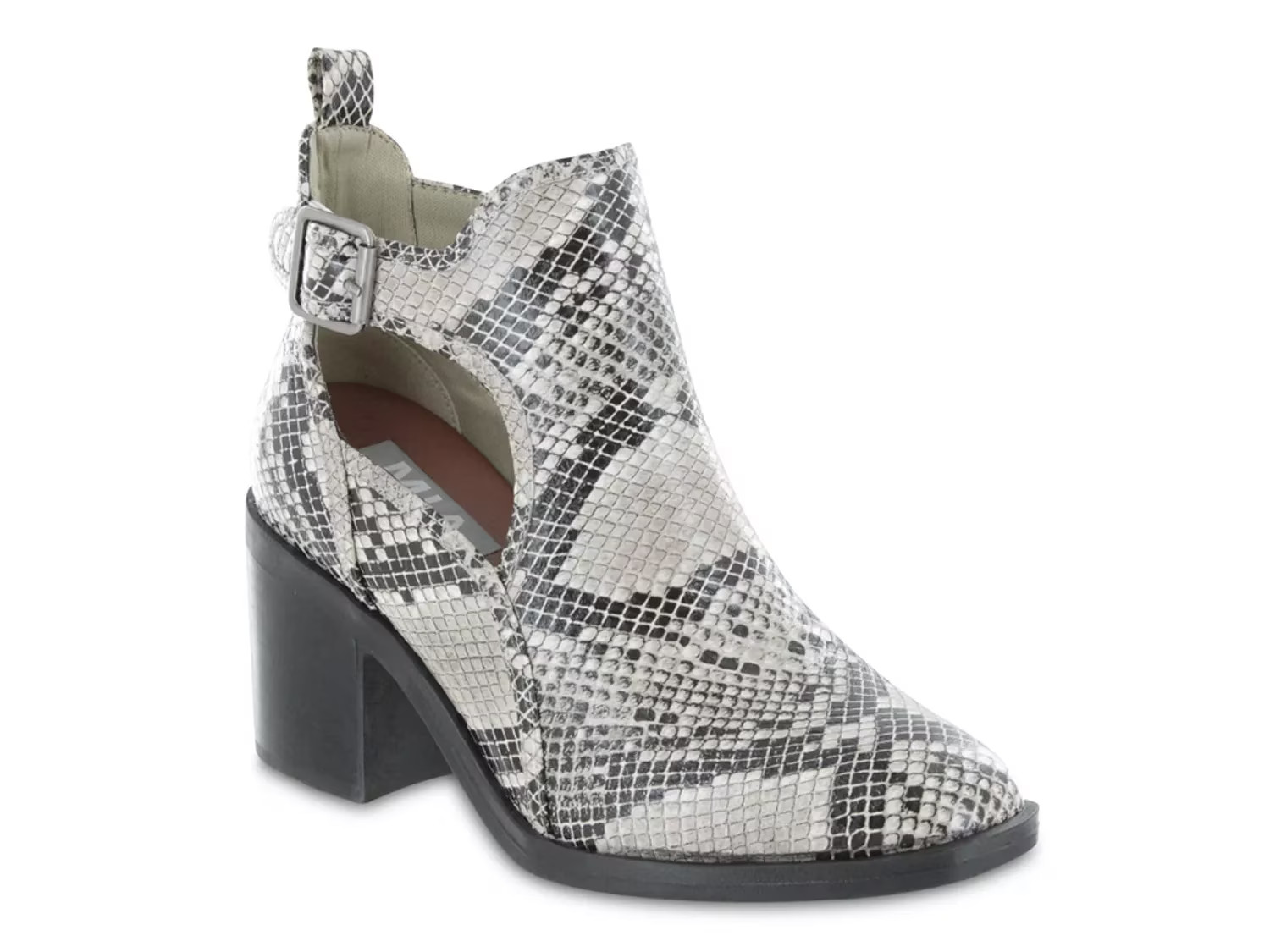 Mia Eden Bootie - Women's - Grey/Off White Snake Print - Block Bootie | DSW