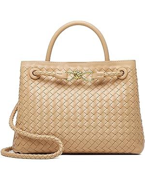 Woven Bag for Women Crossbody Handbag: Vegan Leather Small Tote Purse Trendy Shoulder Handbag Bow... | Amazon (US)