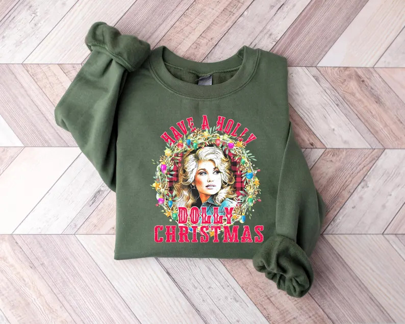 Have A Holly Dolly Christmas, Women Holiday Sweater, Cowgirl Christmas, Western Christmas Sweatsh... | Etsy (Global)