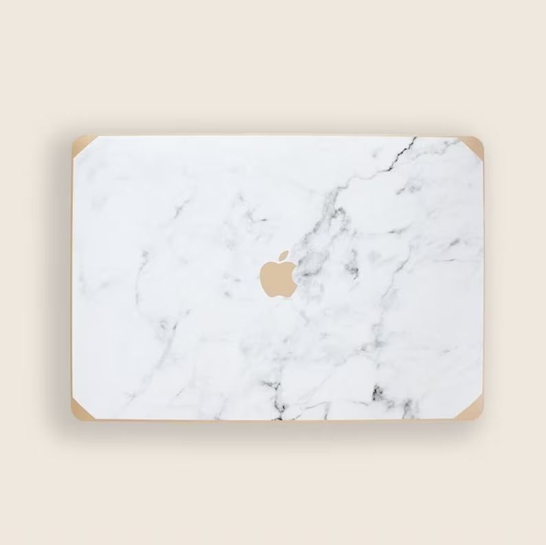 Gold and Logo White Marble Macbook Case, Hard Marble Case, White Marble Mac, Air 13, Pro 13 15 16... | Etsy (US)